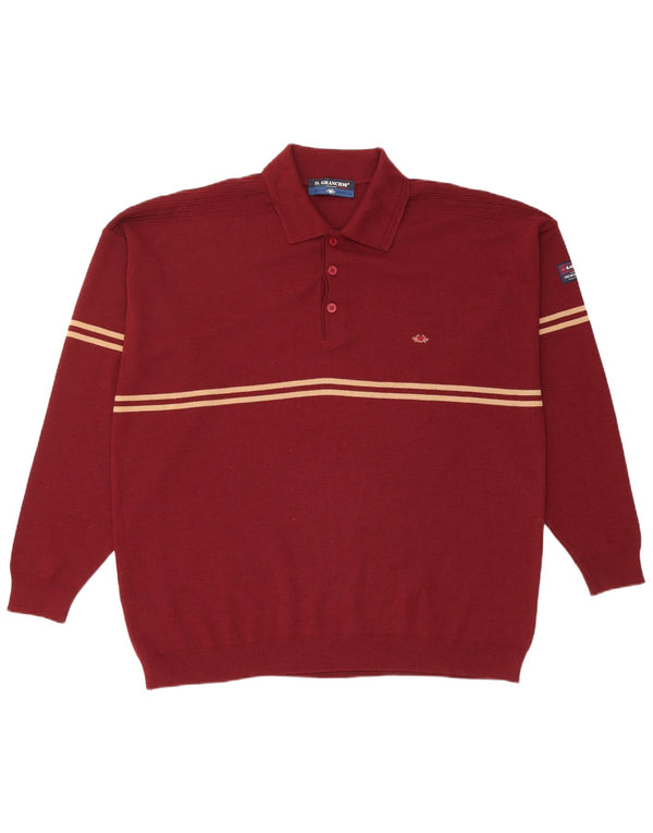 Il Granchio Mens Polo Neck Jumper Sweater 2XL Burgundy Virgin Wool