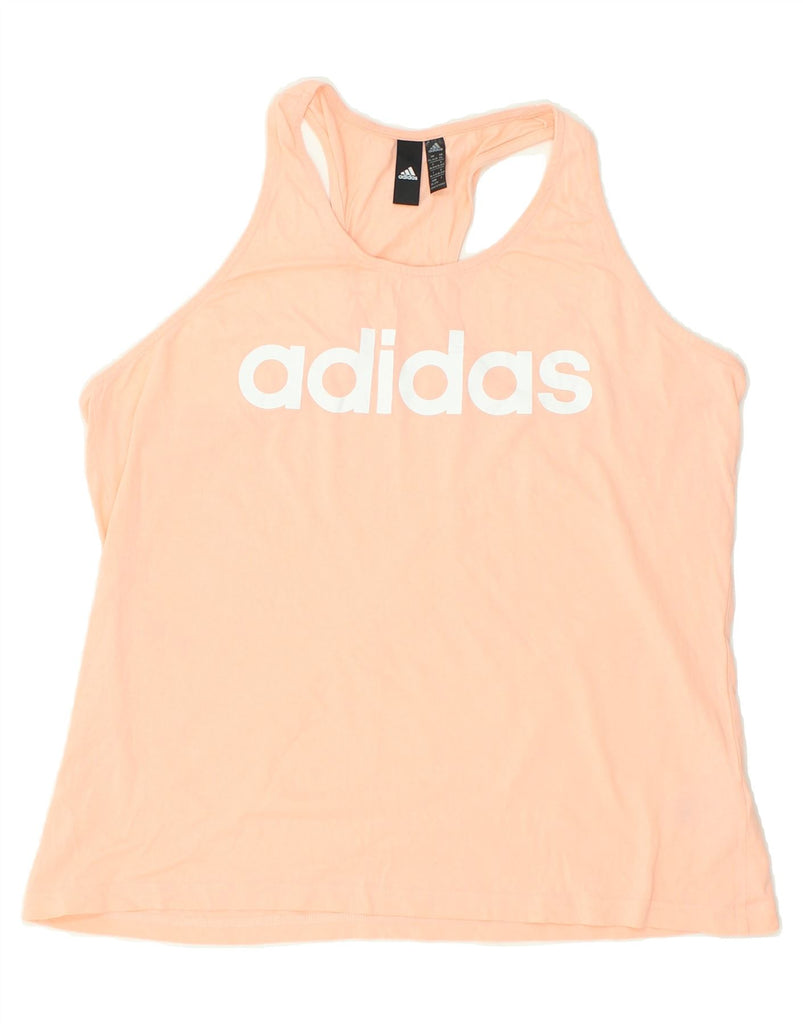 ADIDAS Womens Graphic Vest Top UK 24/26  2XL  Beige Cotton | Vintage Adidas | Thrift | Second-Hand Adidas | Used Clothing | Messina Hembry 