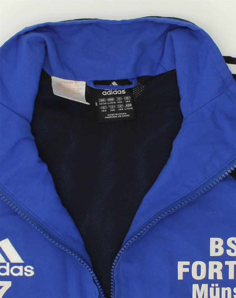 ADIDAS Boys Graphic Tracksuit Top Jacket 13-14 Years Blue Colourblock | Vintage Adidas | Thrift | Second-Hand Adidas | Used Clothing | Messina Hembry 