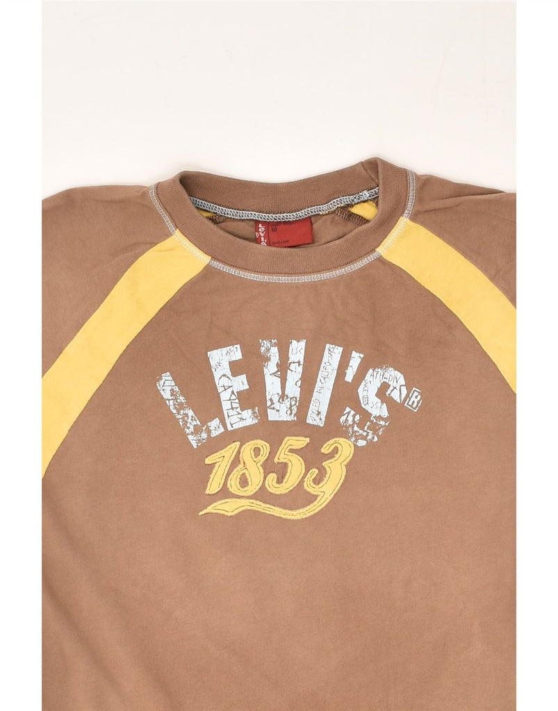 LEVI'S Boys Graphic Sweatshirt Jumper 9-10 Years Brown Striped Cotton | Vintage Levi's | Thrift | Second-Hand Levi's | Used Clothing | Messina Hembry 