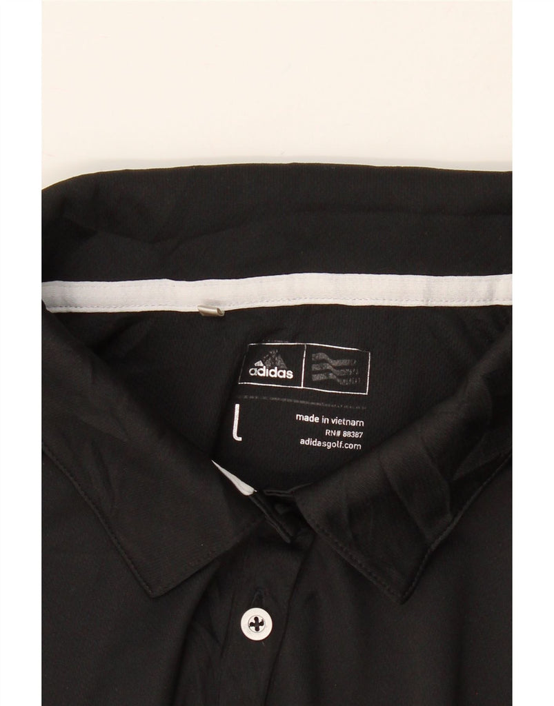 ADIDAS Mens Polo Shirt Large Black Polyester Vintage Adidas and Second-Hand Adidas from Messina Hembry 