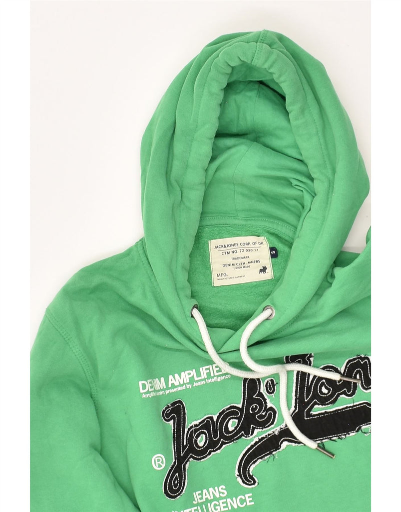 JACK & JONES Mens Graphic Hoodie Jumper Small Green Cotton | Vintage Jack & Jones | Thrift | Second-Hand Jack & Jones | Used Clothing | Messina Hembry 