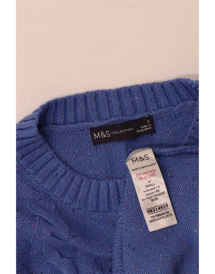 Marks & Spencer Mens Crew Neck Jumper Sweater Small Blue Flecked Cotton