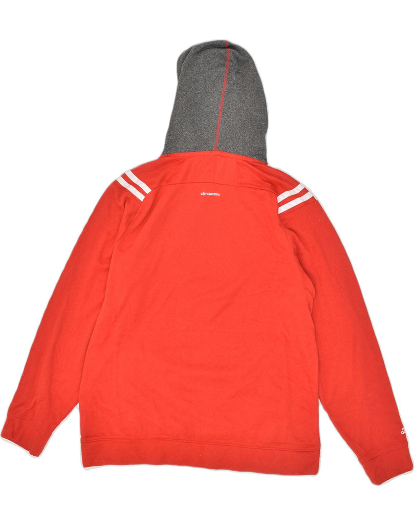 ADIDAS Mens Graphic Hoodie Jumper Large Red Colourblock Polyester | Vintage Adidas | Thrift | Second-Hand Adidas | Used Clothing | Messina Hembry 