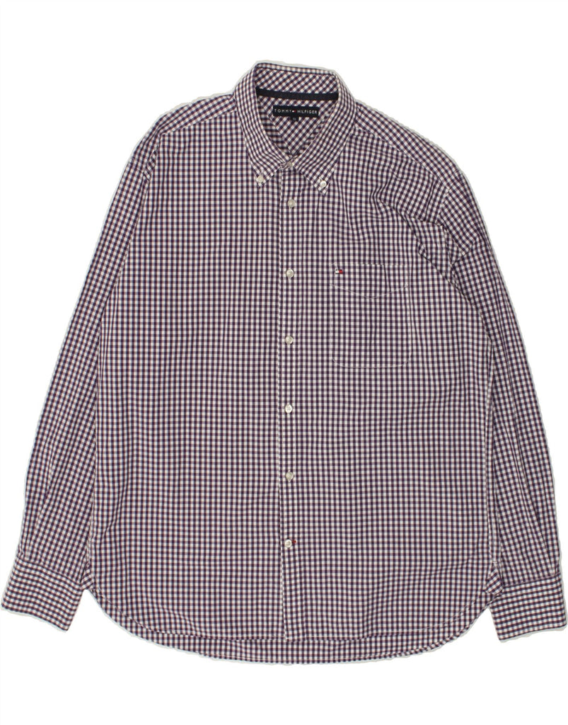 TOMMY HILFIGER Mens Shirt XL Purple Gingham Cotton | Vintage Tommy Hilfiger | Thrift | Second-Hand Tommy Hilfiger | Used Clothing | Messina Hembry 