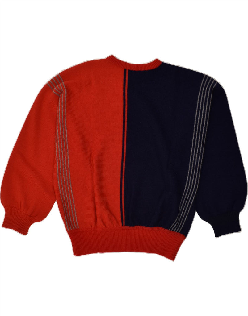 VINTAGE Womens Crew Neck Jumper Sweater UK 14 Large Red Colourblock | Vintage Vintage | Thrift | Second-Hand Vintage | Used Clothing | Messina Hembry 