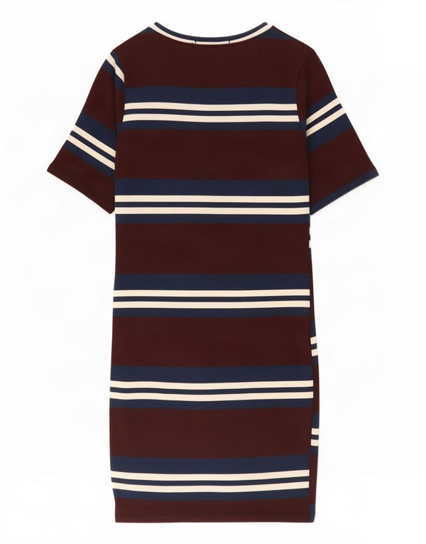 Topshop Womens Petite T-Shirt Dress UK 8 Small Burgundy Striped
