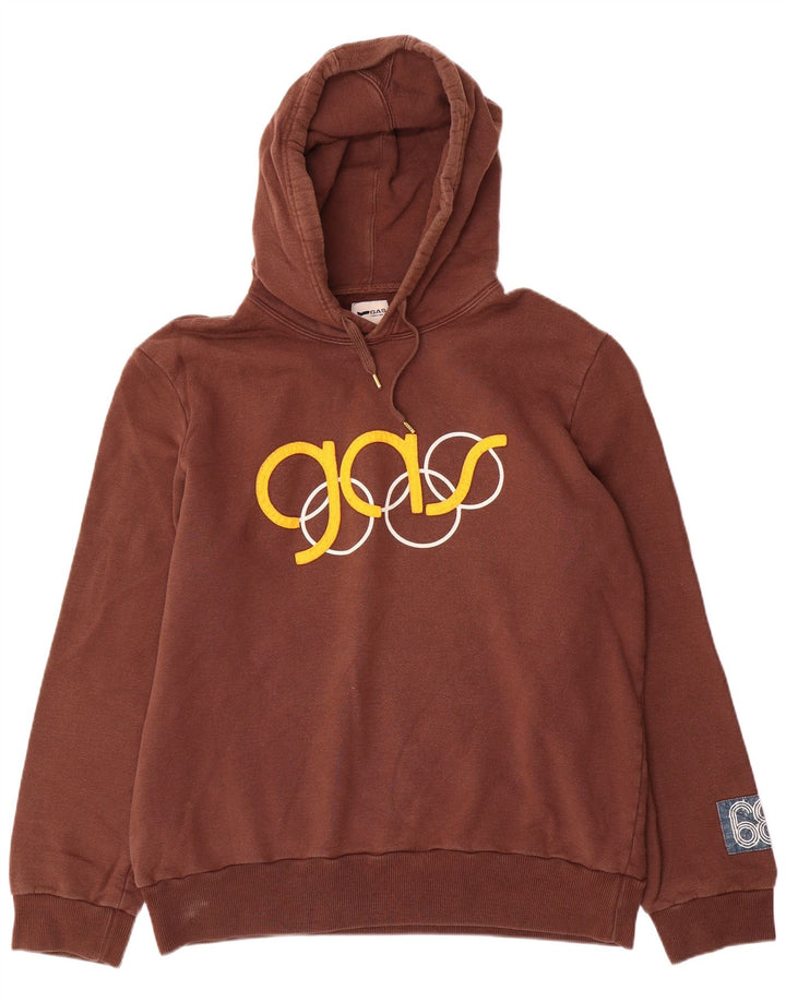 Gas Mens Graphic Hoodie Jumper 2XL Brown