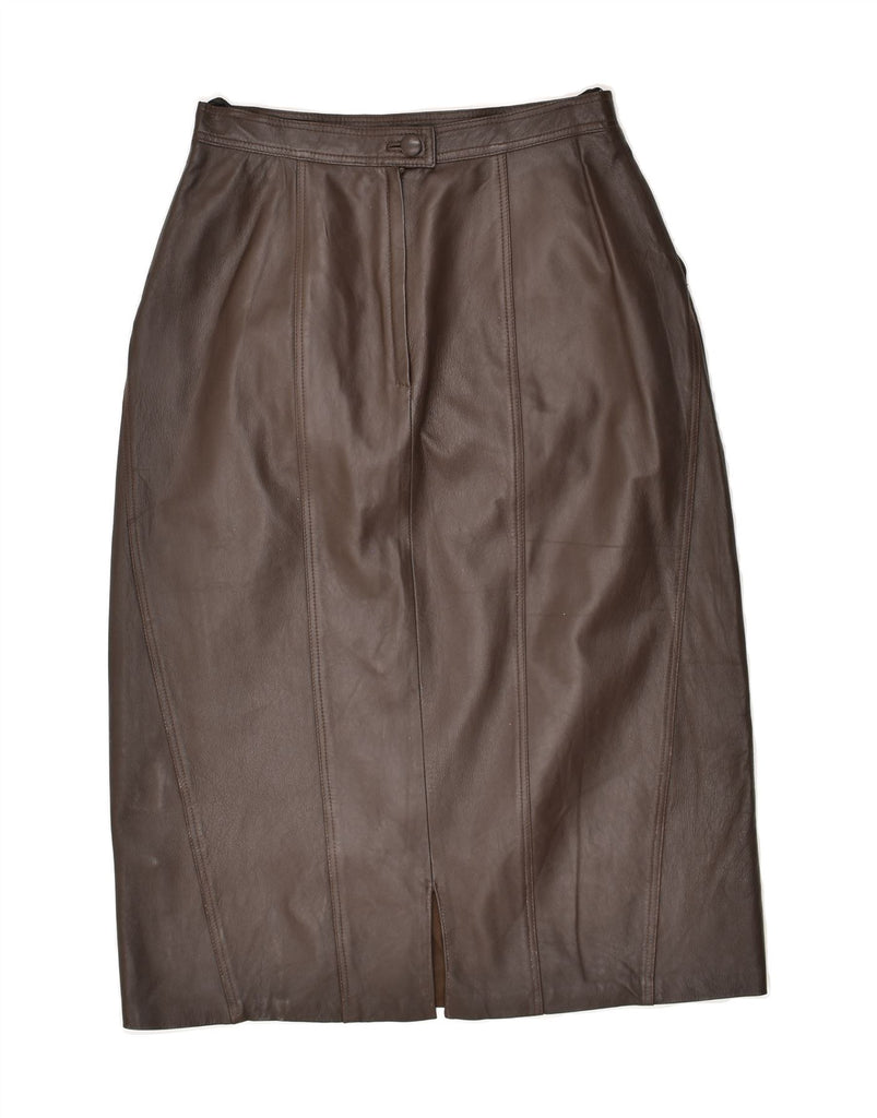 VINTAGE Womens Leather Skirt UK 12 Medium W28 Brown Leather | Vintage Vintage | Thrift | Second-Hand Vintage | Used Clothing | Messina Hembry 