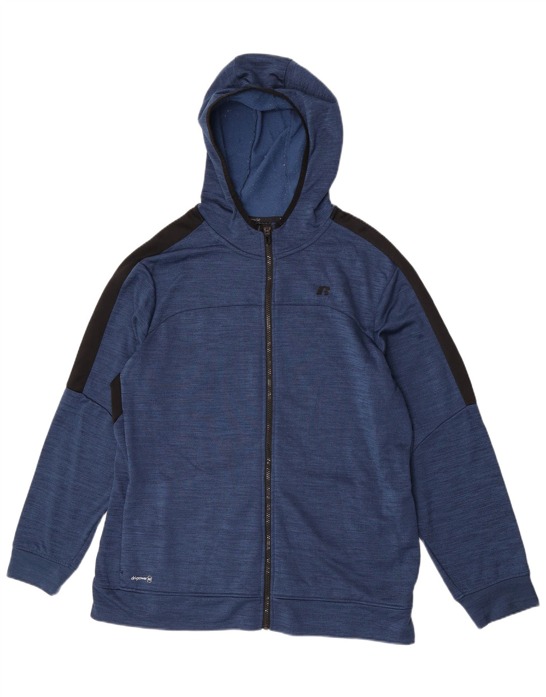 Russell Athletic Mens Zip Hoodie Sweater XL Blue Colourblock Polyester