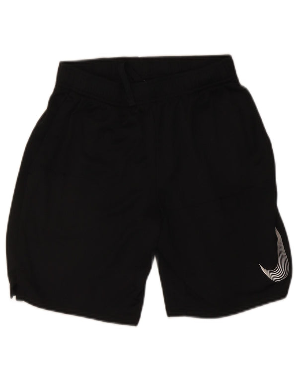 Nike Boys Dri Fit Graphic Sport Shorts 12-13 Years Large Black Polyester