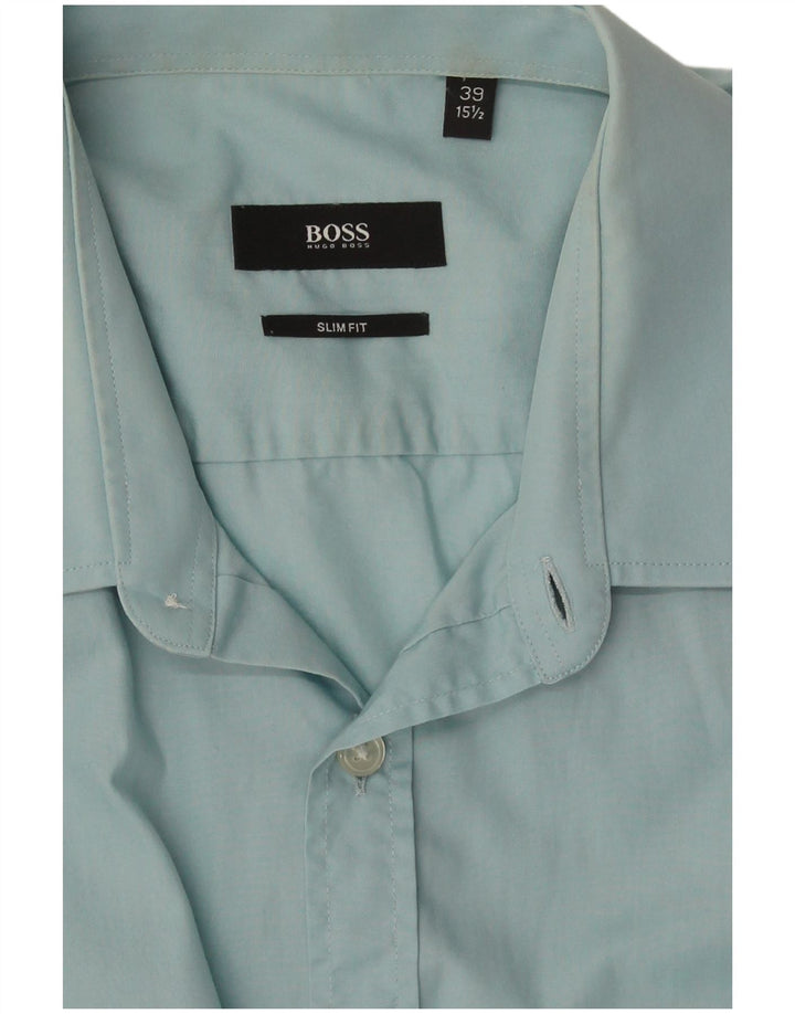 Hugo Boss Mens Slim Fit Shirt Size 39 15 1/2 Medium Blue