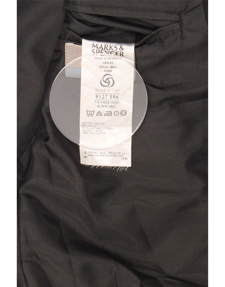 Marks & Spencer Mens 3 Button Blazer Jacket UK 38 Medium Black Polyester