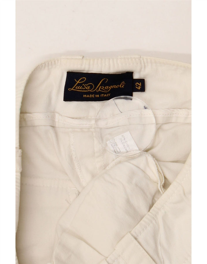 LUISA SPAGNOLI Womens Straight Cropped Trousers IT 42 Medium W30 L24 White