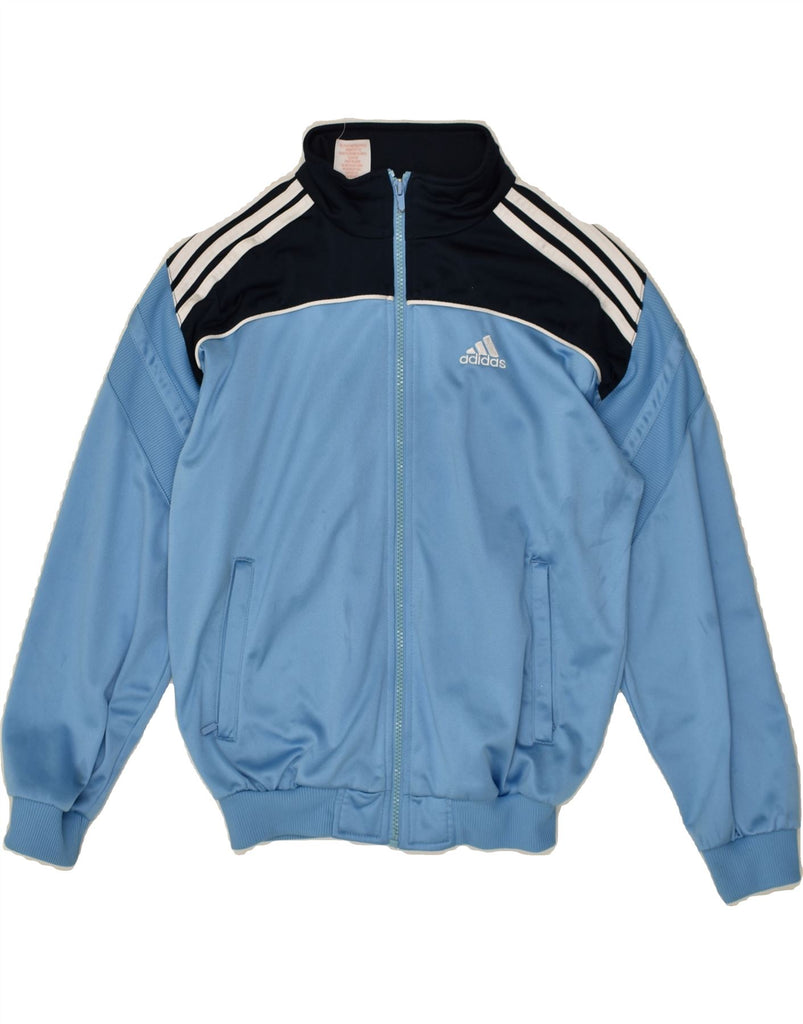 ADIDAS Boys Tracksuit Top Jacket 11-12 Years Blue Colourblock Polyester | Vintage Adidas | Thrift | Second-Hand Adidas | Used Clothing | Messina Hembry 