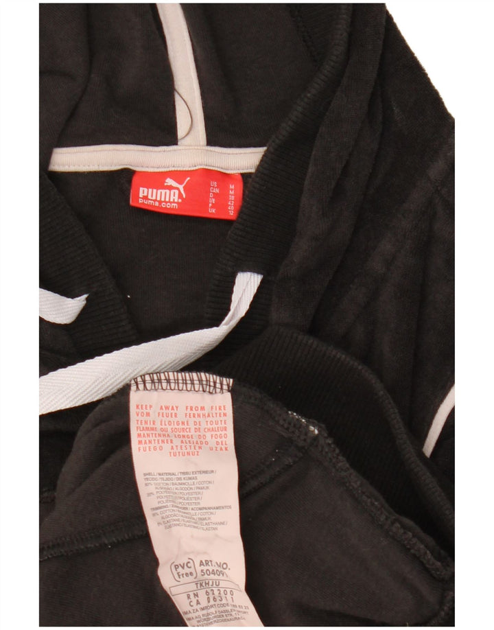 PUMA Womens Short Sleeve Velvet Zip Hoodie Sweater UK 12 Medium Black