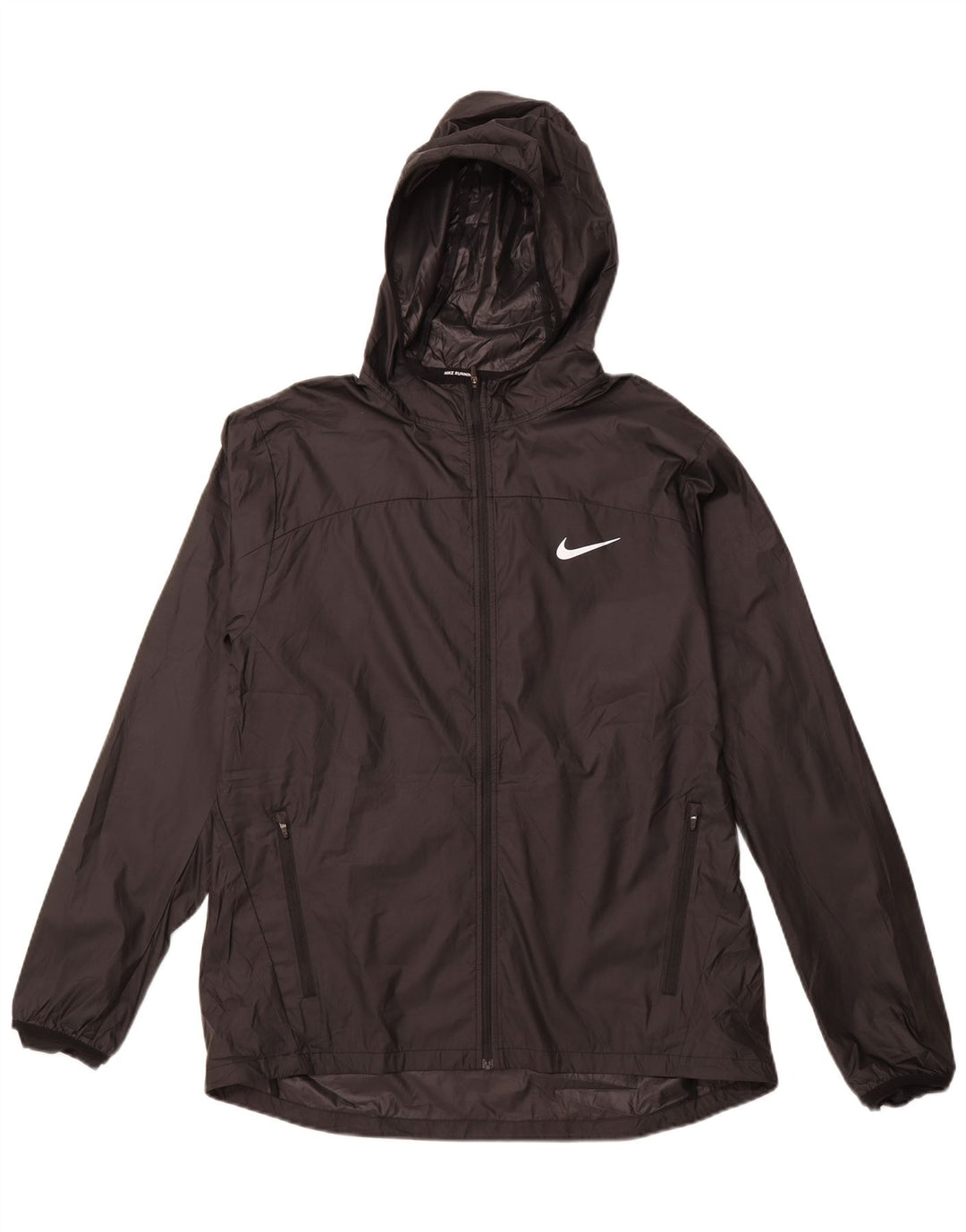 NIKE Mens Hooded Rain Jacket UK 40 Large Black Polyester