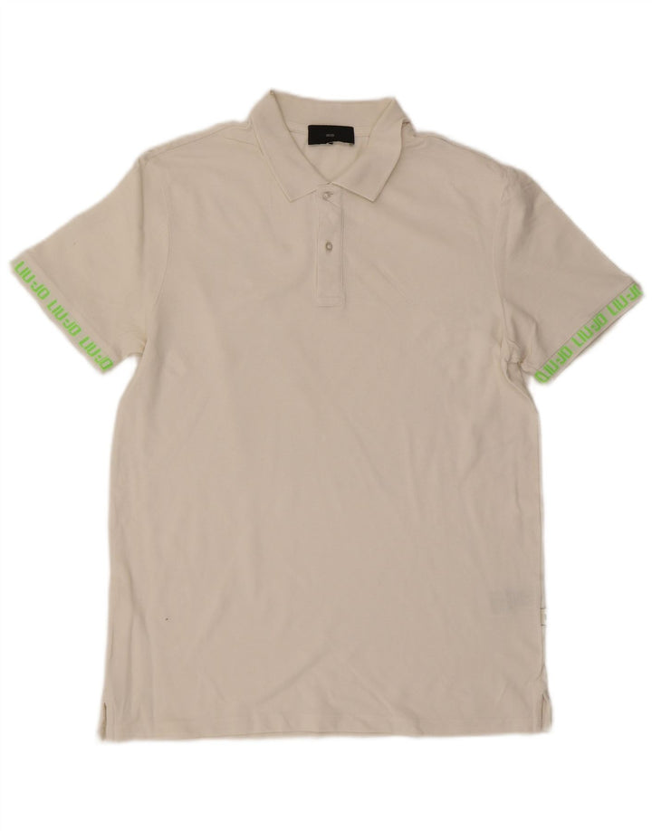Liu Jo Mens Graphic Polo Shirt Large White Cotton
