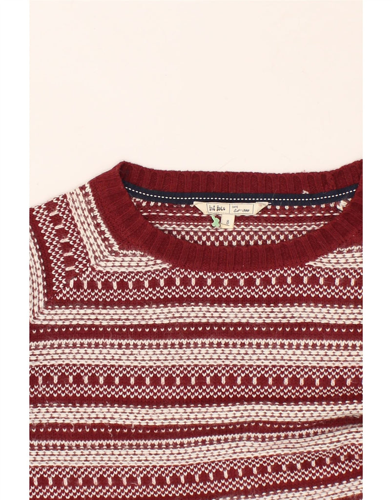 FAT FACE Womens Boat Neck Jumper Sweater UK 8 Small Maroon Fair Isle | Vintage Fat Face | Thrift | Second-Hand Fat Face | Used Clothing | Messina Hembry 