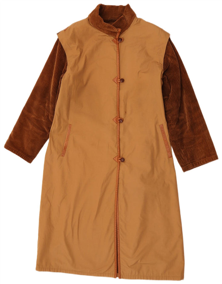 Vintage Womens Overcoat UK 16 Large Brown Colourblock