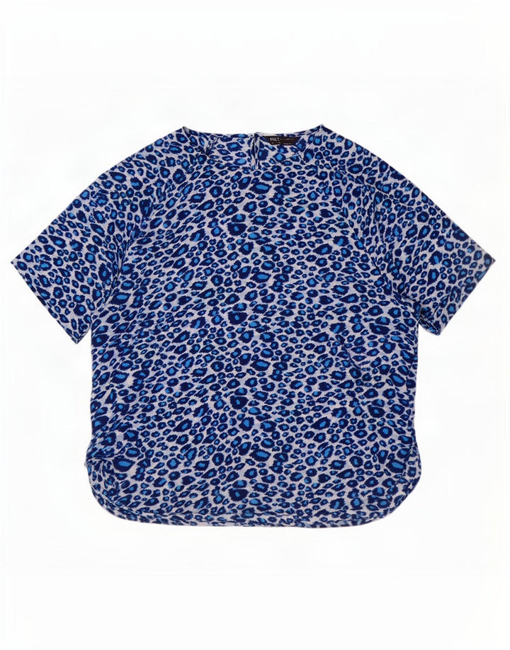 Marks & Spencer Womens Blouse Top UK 16 Large Blue Animal Print Polyester