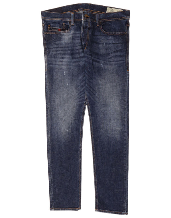 DIESEL Mens Tepphar Distressed Slim Jeans W34 L30 Blue Cotton