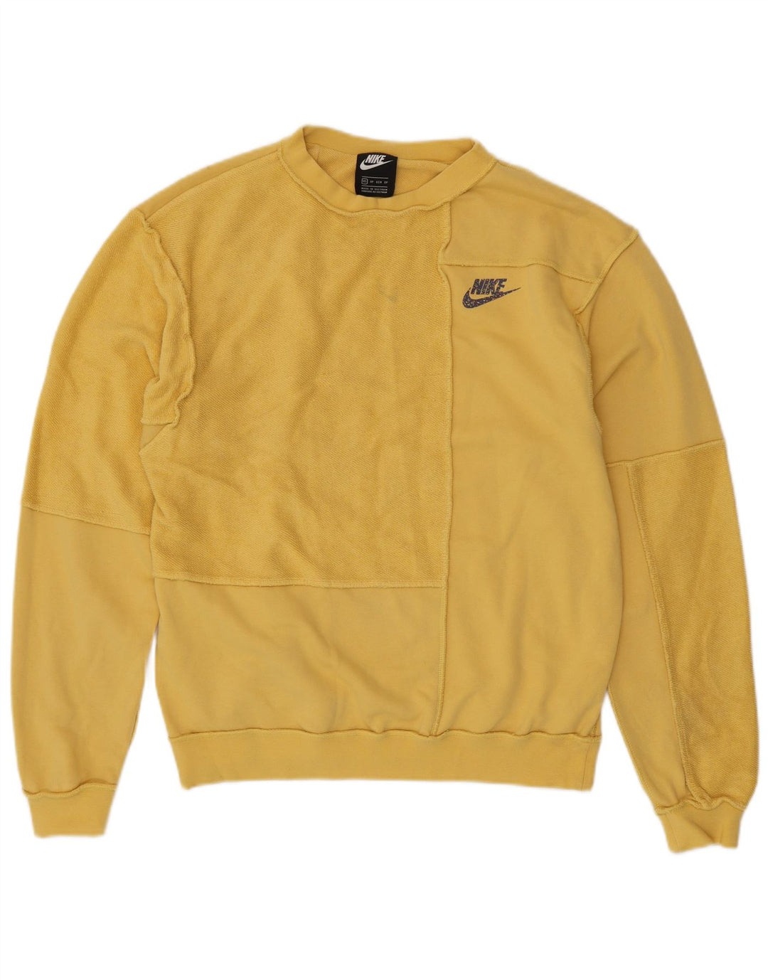 NIKE Mens Loose Fit Sweatshirt Jumper XS Yellow Cotton