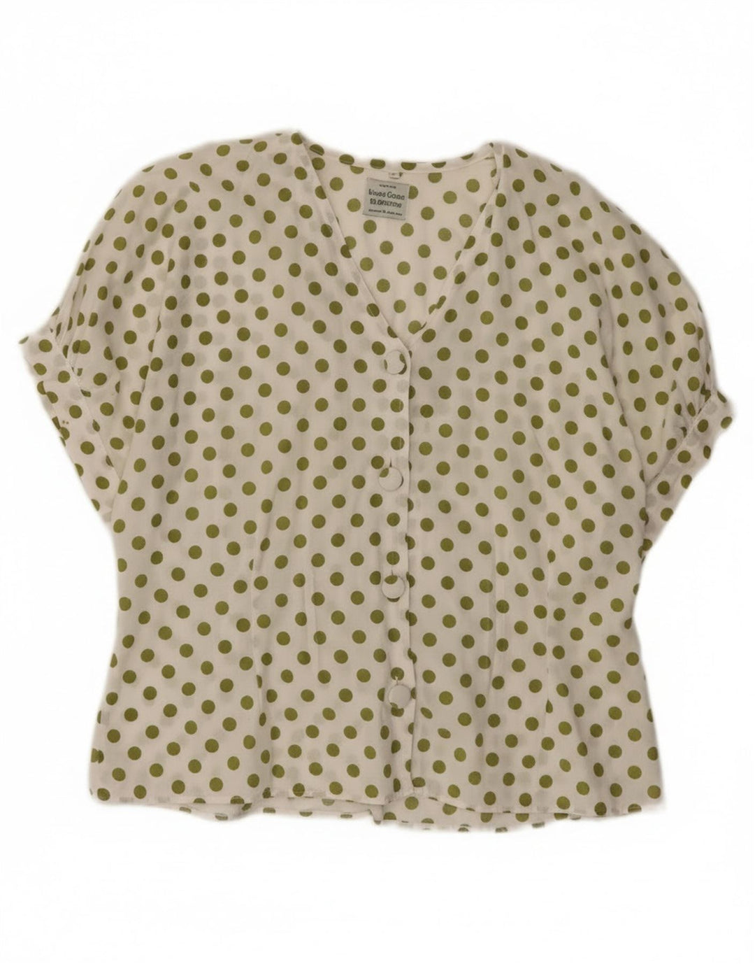 Benetton Womens Short Sleeve Shirt Blouse IT 44 Medium White Polka Dot