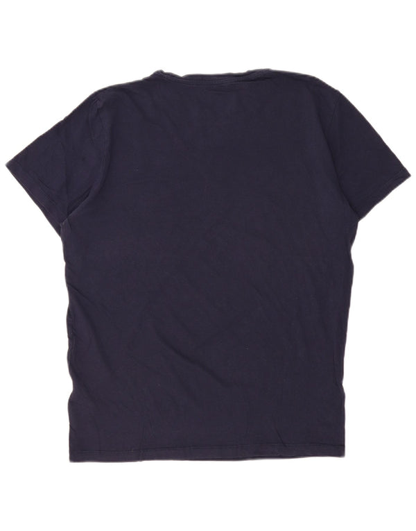 JACK & JONES Mens Graphic T-Shirt Top Medium Navy Blue Cotton
