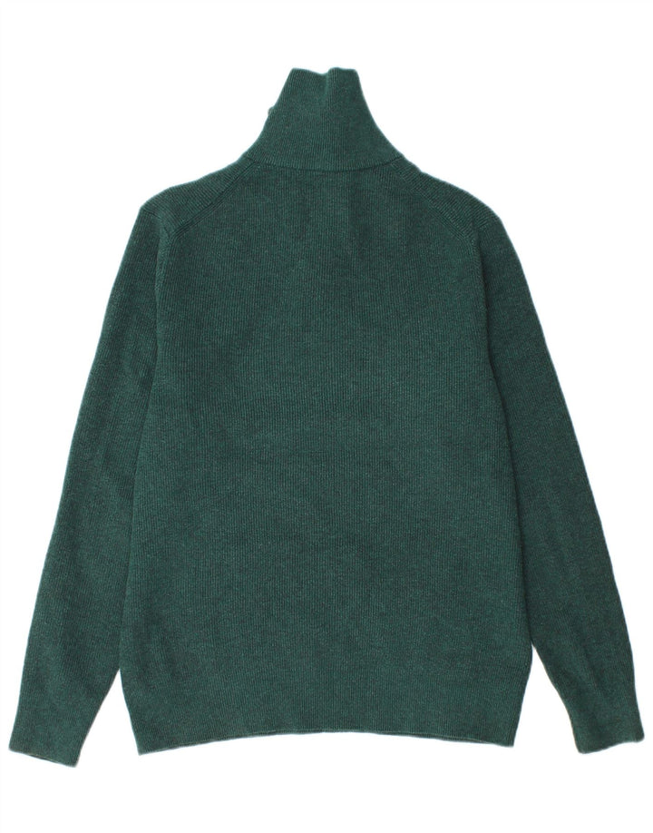 Marks & Spencer Mens Zip Neck Jumper Sweater Medium Green Polyester