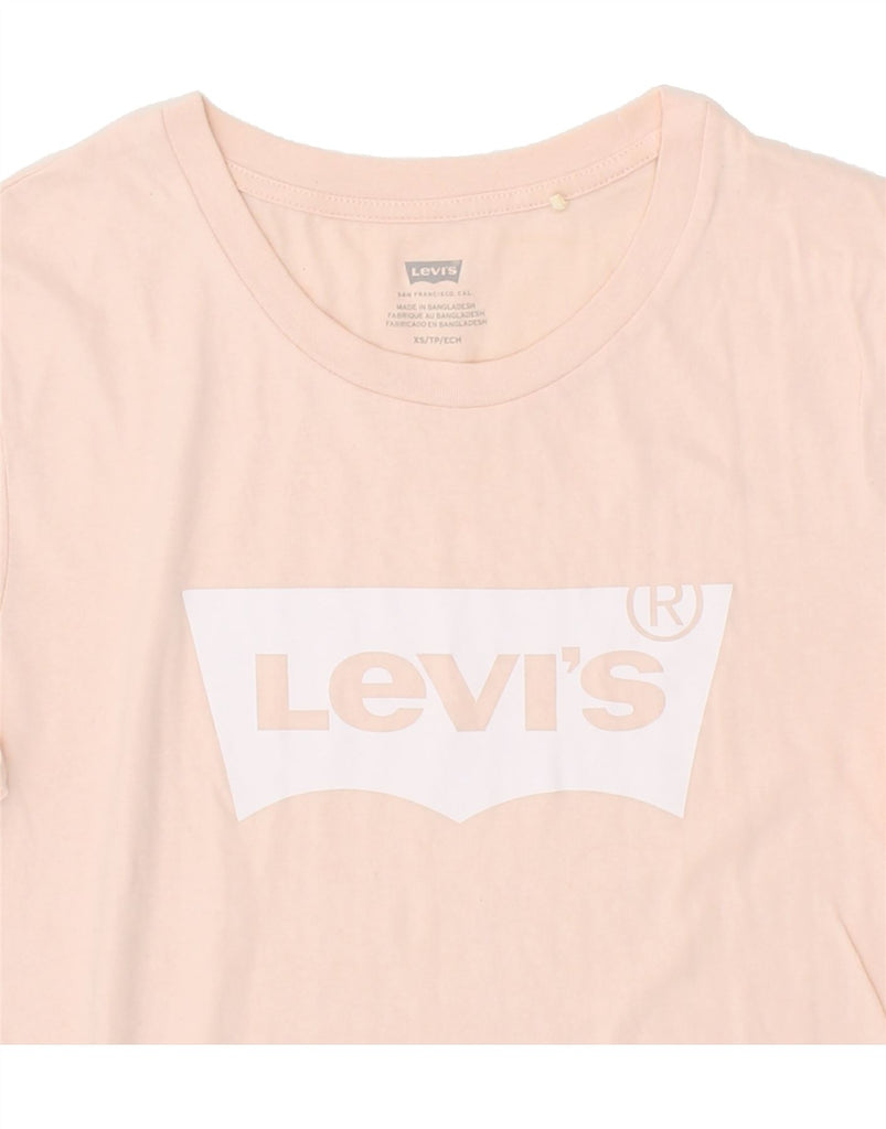 LEVI'S Womens Graphic T-Shirt Top UK 6 XS Pink Cotton Vintage Levi's and Second-Hand Levi's from Messina Hembry 