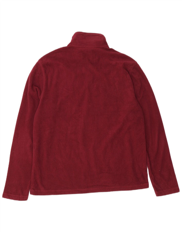 Eddie Bauer Mens Zip Neck Fleece Jumper Medium Maroon Polyester