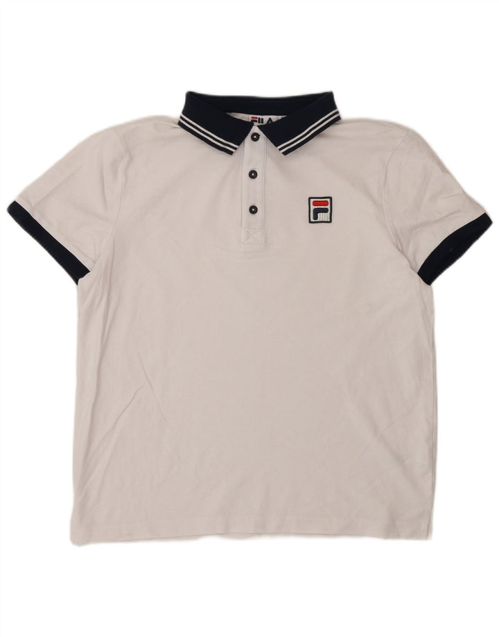 Fila Mens Polo Shirt Small White Colourblock Cotton