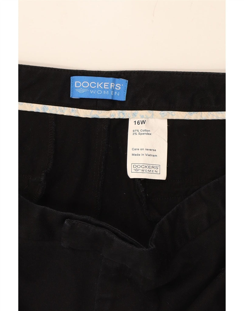 DOCKERS Womens High Waist Straight Capri Trousers US 16 2XL W36 L22 Black Vintage Dockers and Second-Hand Dockers from Messina Hembry 