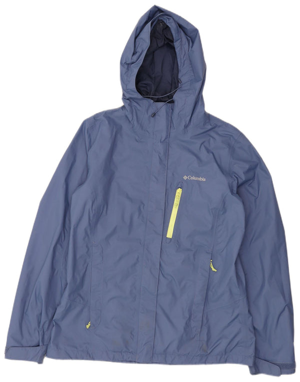 Columbia Womens Omni-Tech Hooded Rain Jacket UK 16 Large Blue Nylon