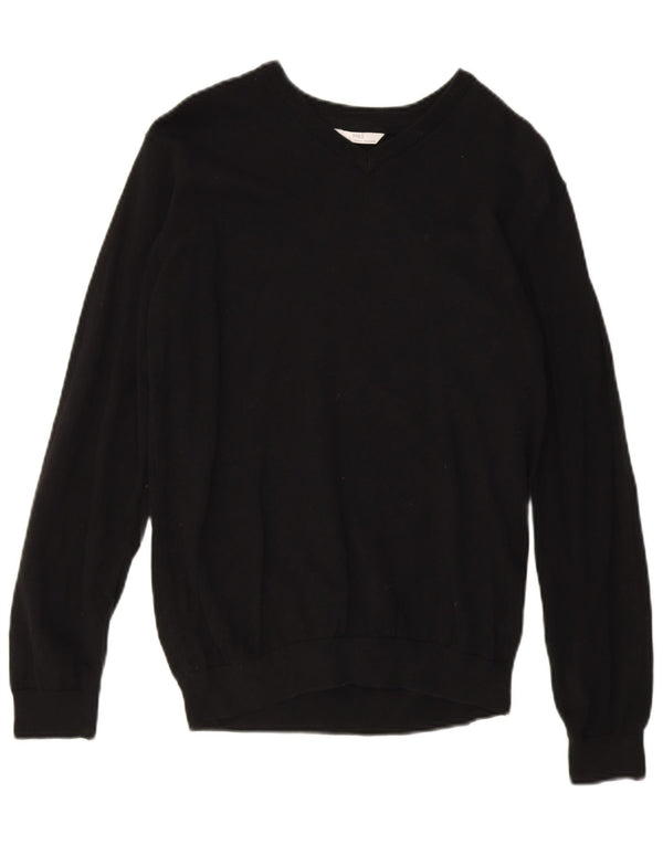 Marks & Spencer Girls V-Neck Jumper Sweater 15-16 Years Black Cotton