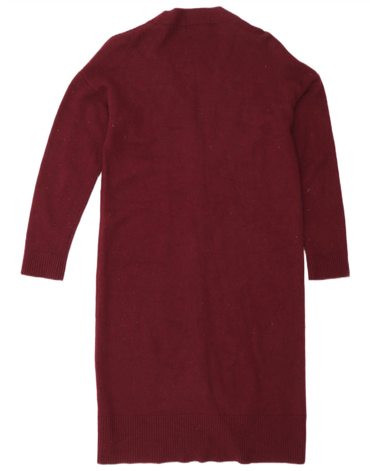 Massimo Dutti Womens Longline Cardigan Sweater UK 14 Medium Burgundy