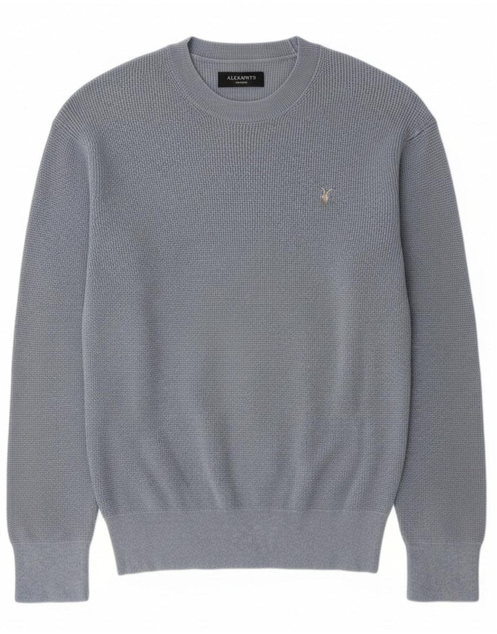 ALL SAINTS Mens Crew Neck Jumper Sweater Medium Blue Cotton