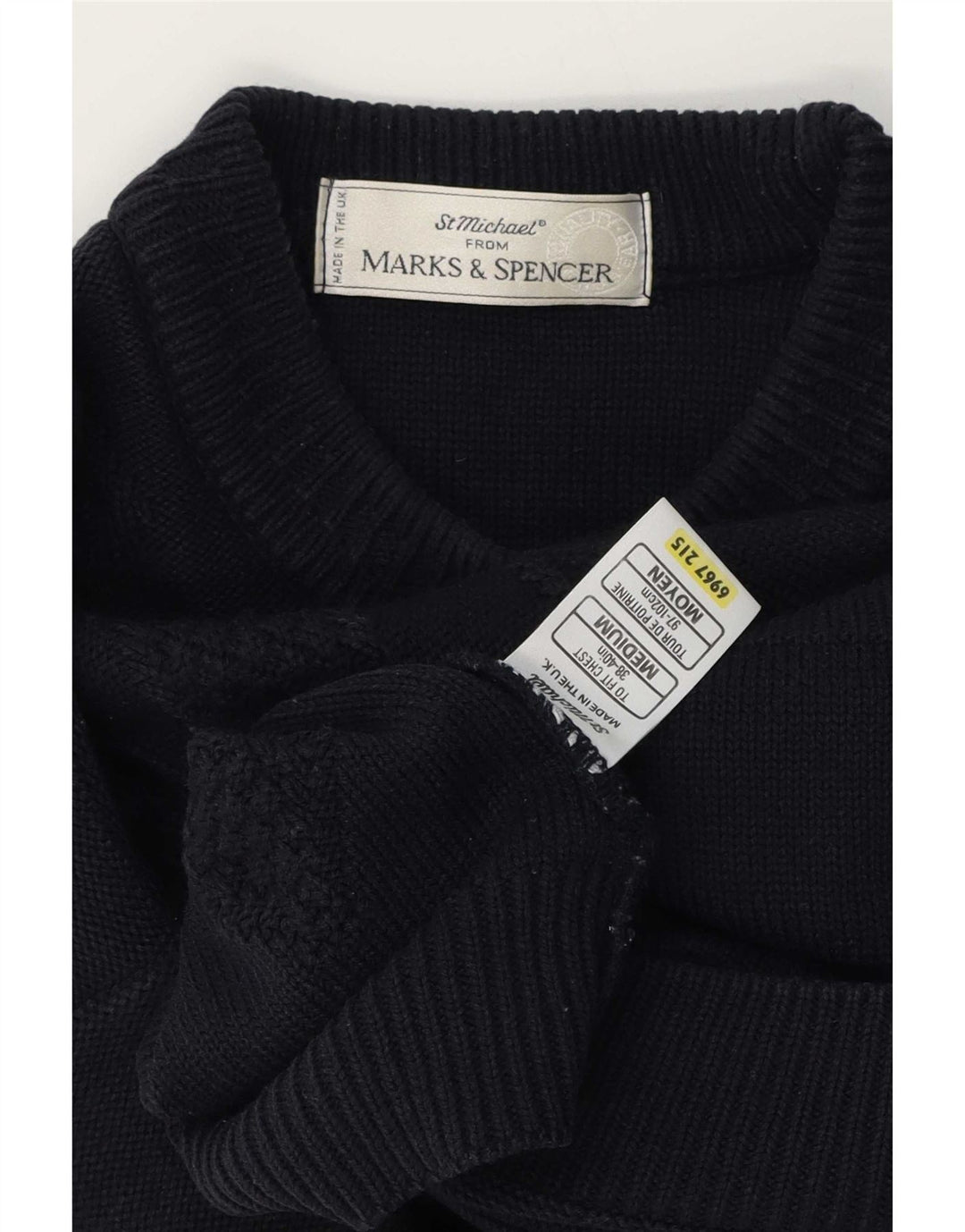 Marks & Spencer Mens St. Michael Crew Neck Jumper Sweater Medium Navy Blue