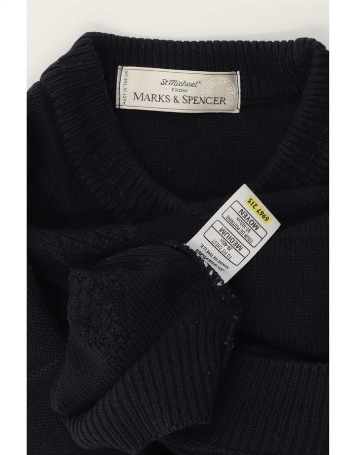 Marks & Spencer Mens St. Michael Crew Neck Jumper Sweater Medium Navy Blue