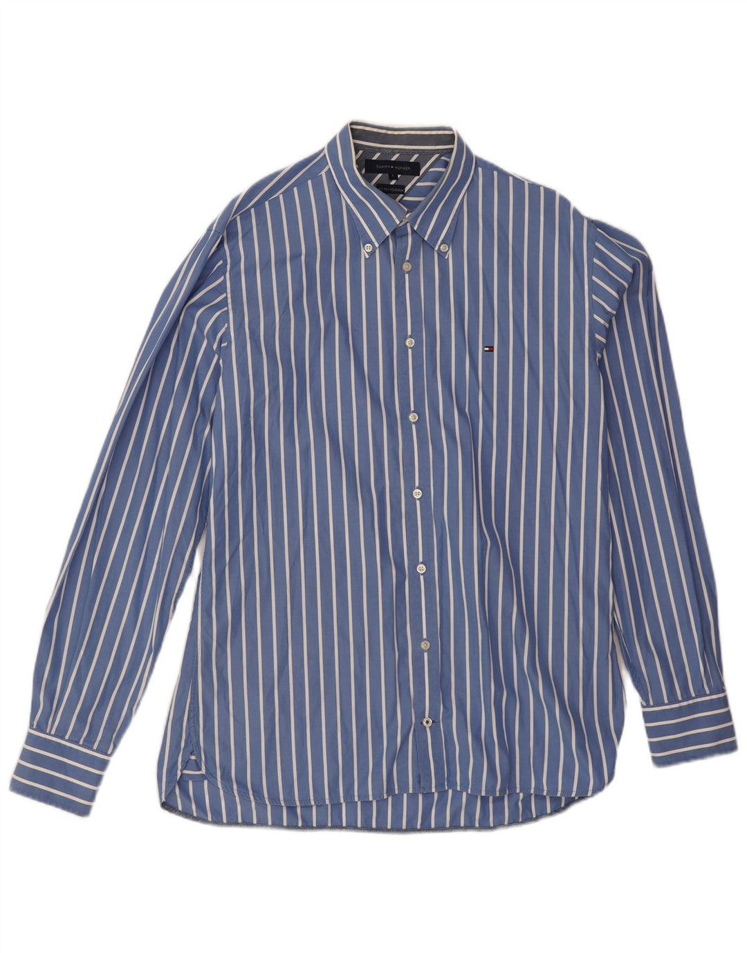 Tommy Hilfiger Mens Shirt Large Blue Striped Cotton