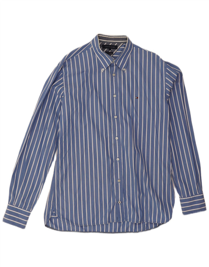 Tommy Hilfiger Mens Shirt Large Blue Striped Cotton