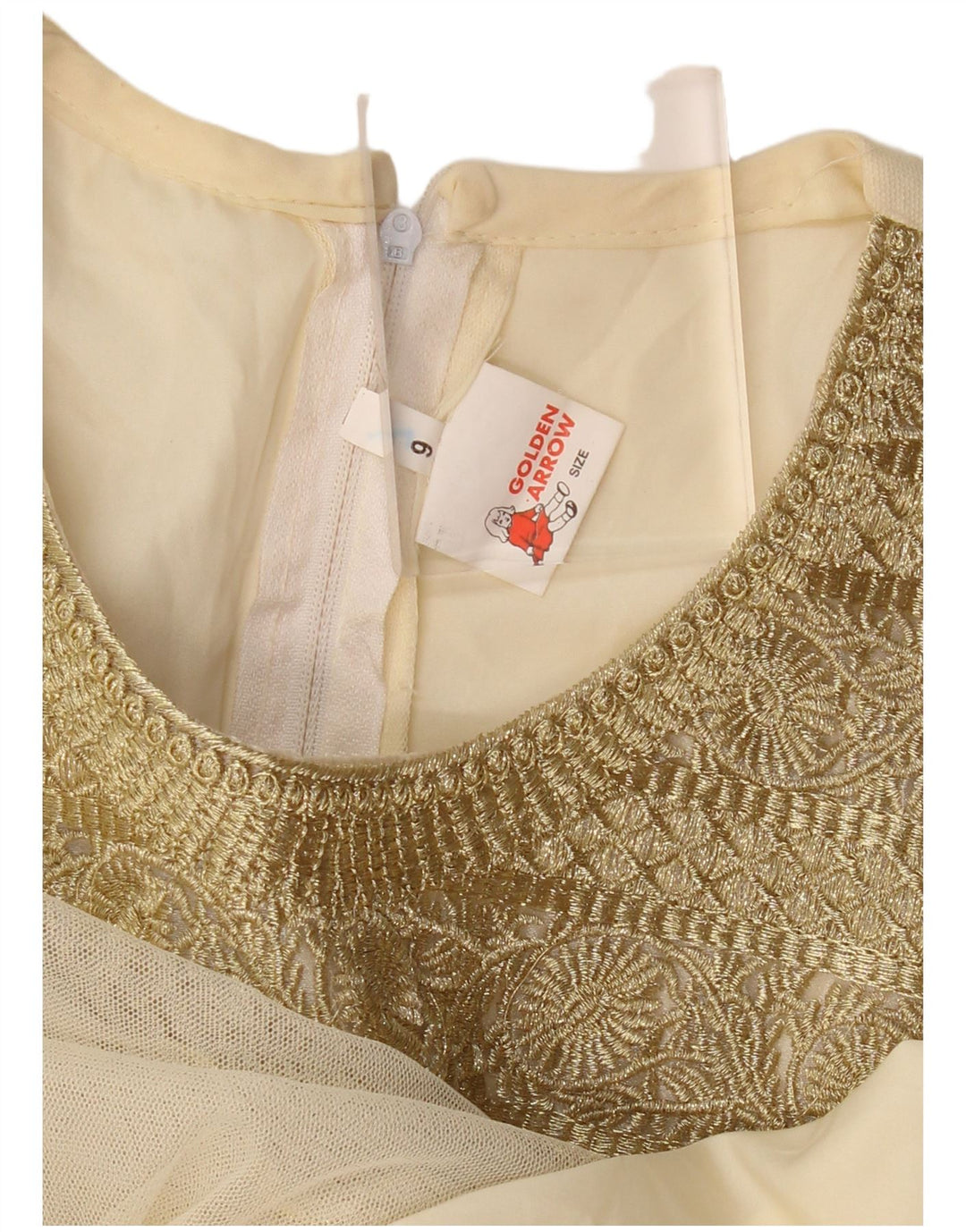 VINTAGE Womens Long Sleeve A-Line Dress US 6 Medium Beige Floral