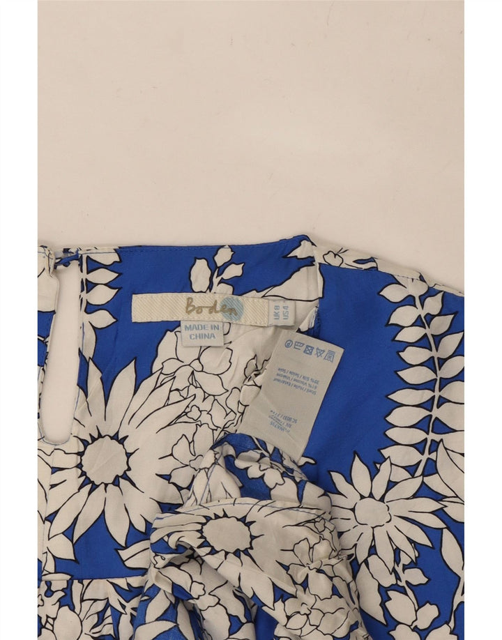 BODEN Womens Blouse Top UK 8 Small Blue Floral Viscose