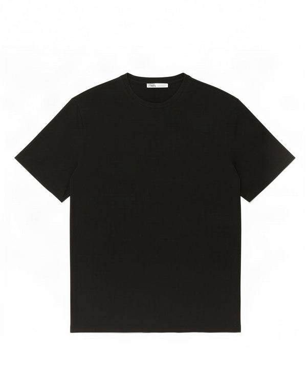 Zara Mens T-Shirt Top Large Black Cotton