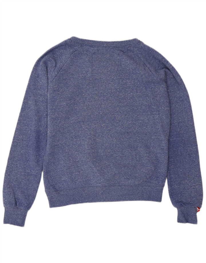 SUPERDRY Womens Track & Field Sweatshirt Jumper UK 14 Medium Blue Flecked