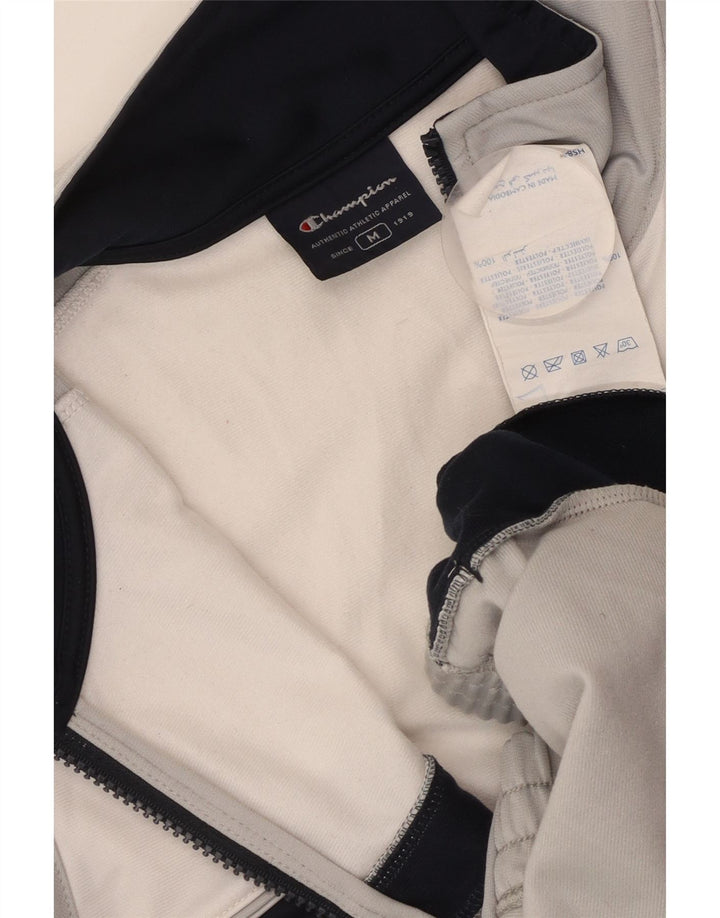 CHAMPION Mens Tracksuit Top Jacket Medium Grey Colourblock Polyester