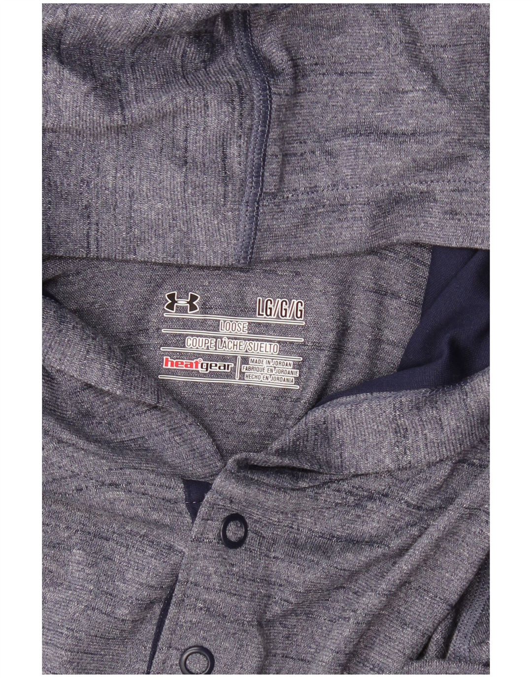 UNDER ARMOUR Mens Heat Gear Hooded Top Long Sleeve Large Navy Blue Flecked