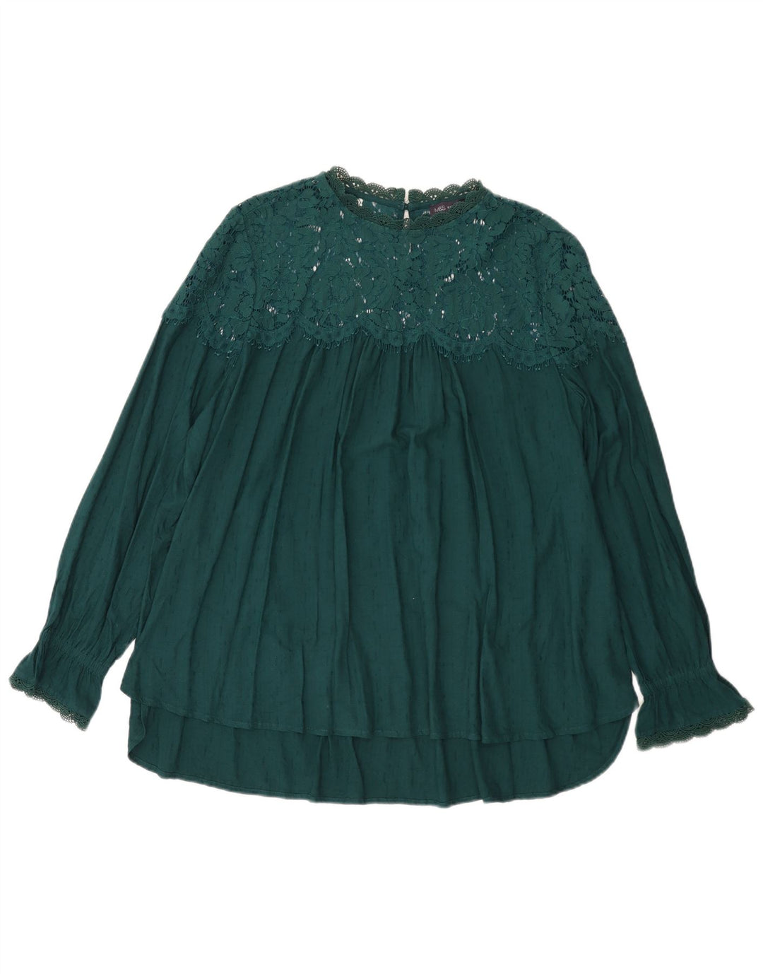 Marks & Spencer Womens Blouse Top UK 22 3XL Green Viscose