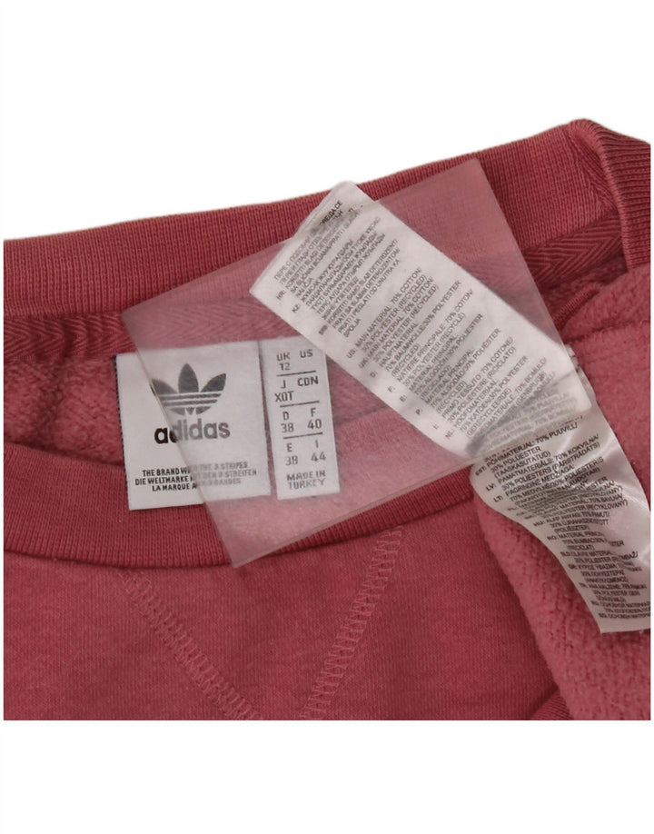 ADIDAS Womens Oversized Sweatshirt Jumper UK 12 Medium Pink Cotton
